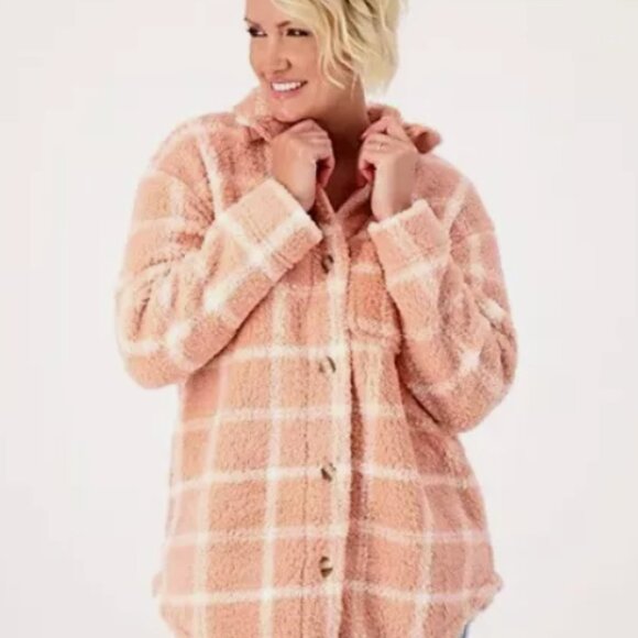 XL Koolaburra by Ugg Sherpa Shacket - Pink & Cream - Picture 1 of 9